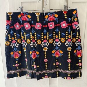 Croft & Barrow Navy Floral Print Skort w Pockets for Women Size L